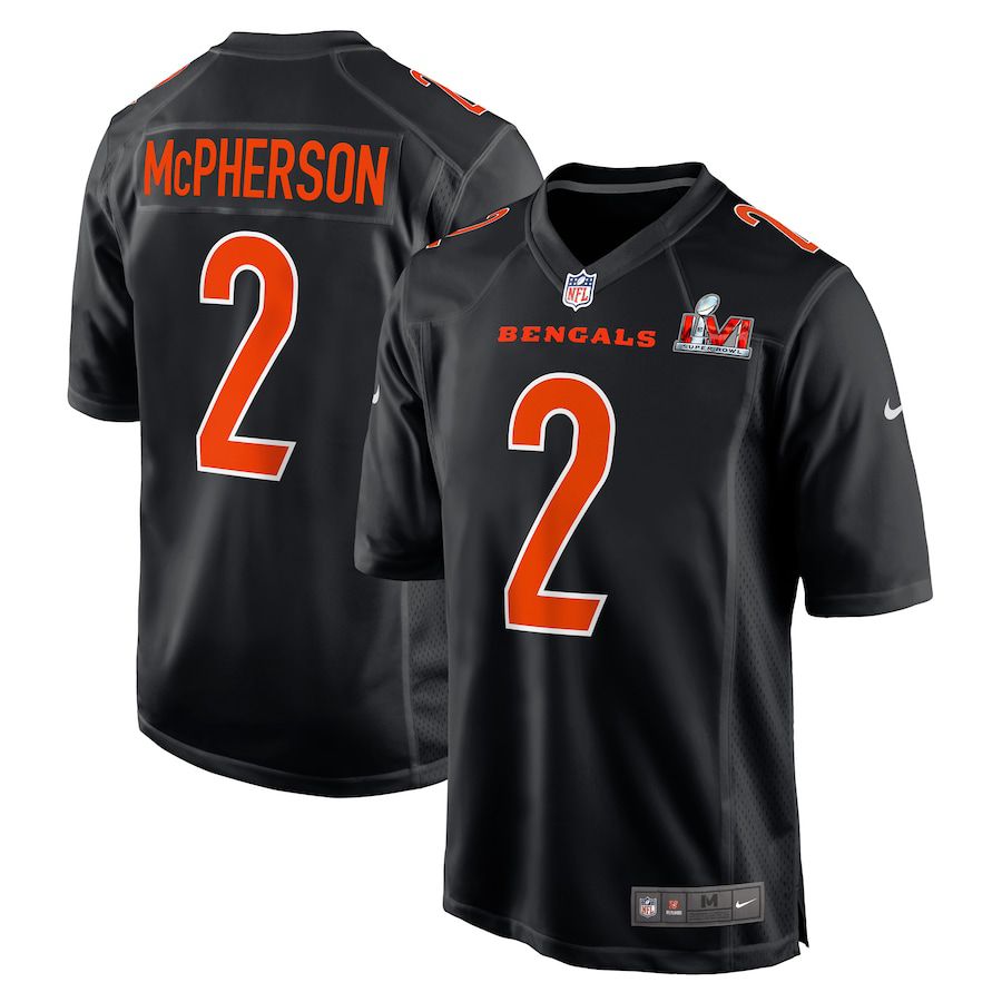 Men Cincinnati Bengals #2 Evan McPherson Nike Black Super Bowl LVI Bound Game Fashion NFL Jersey